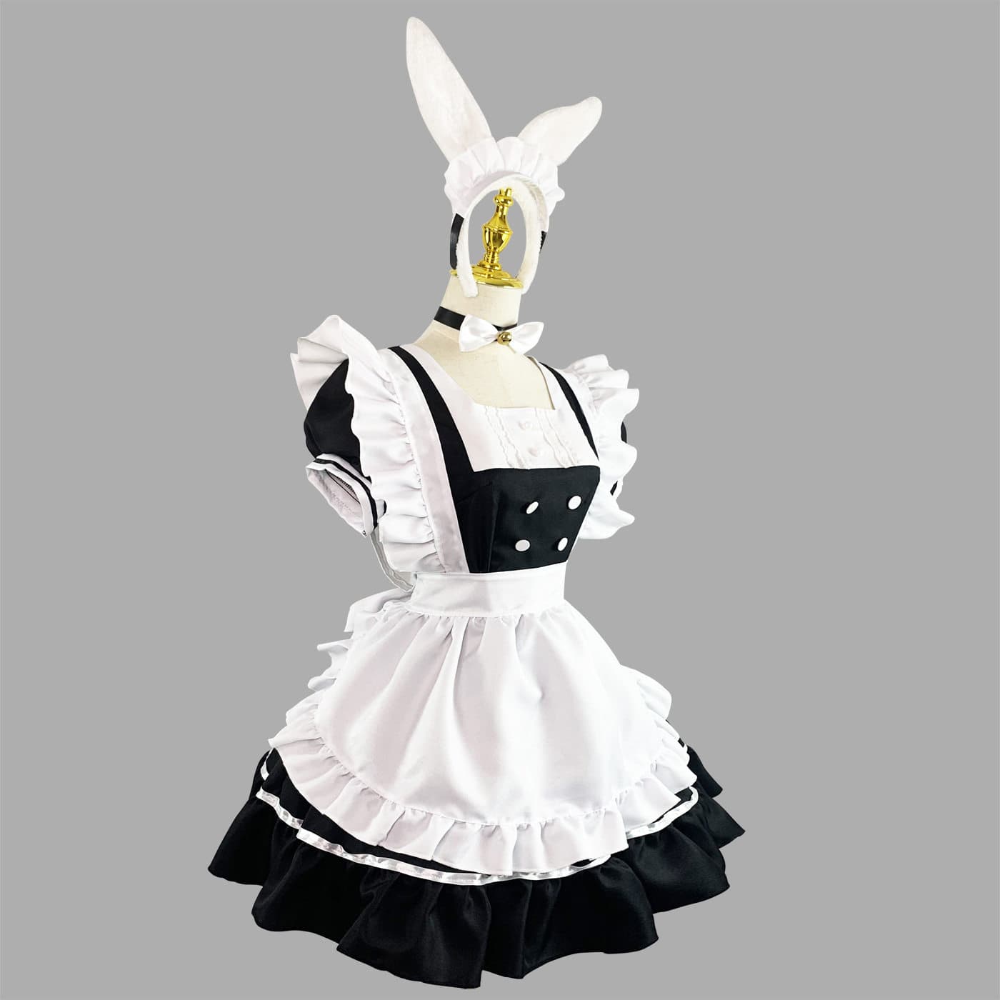 女装 うさ耳カチューシャ付き本格派メイド服セット