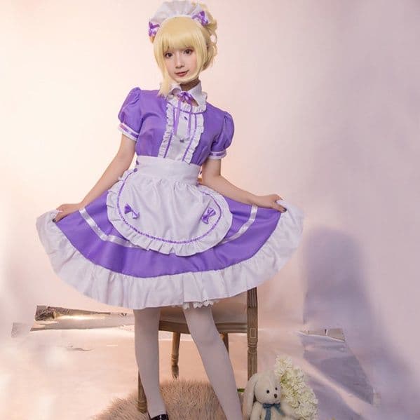 女装 華やかフリル付き姫系メイド服フルセット
