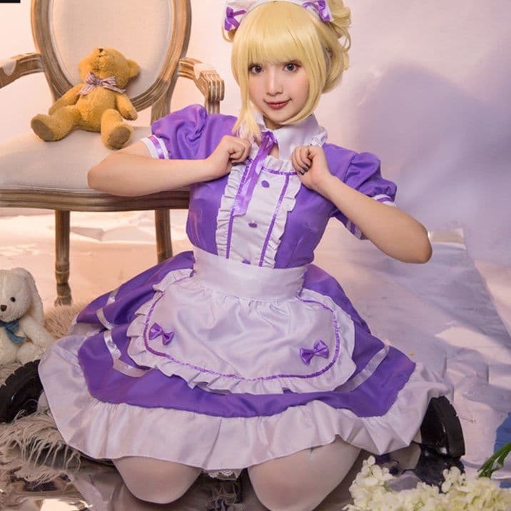 女装 華やかフリル付き姫系メイド服フルセット