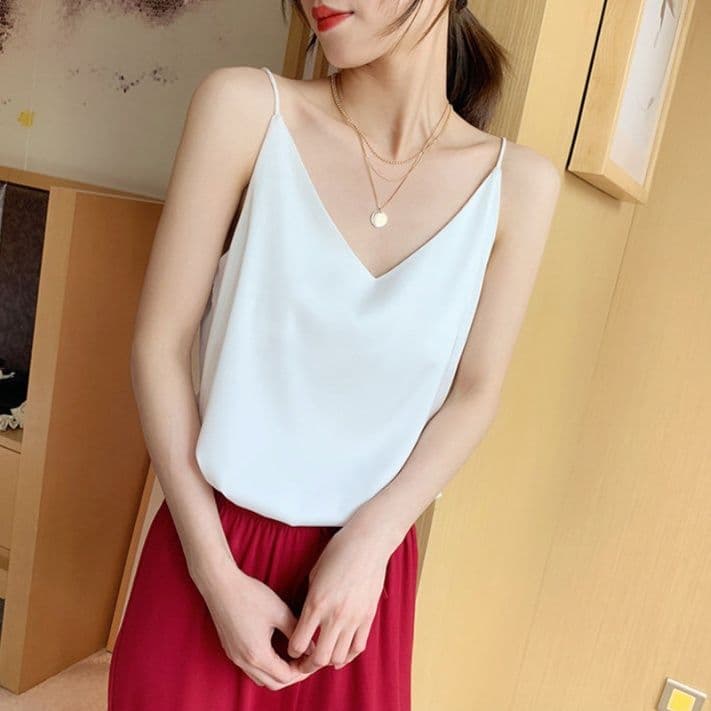 女装 サテン調なめらかキャミソール型インナー