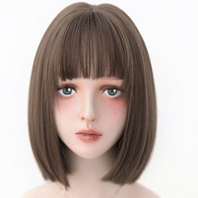 女装 ナチュラルぱっつん前髪ミディアムボブウィッグ