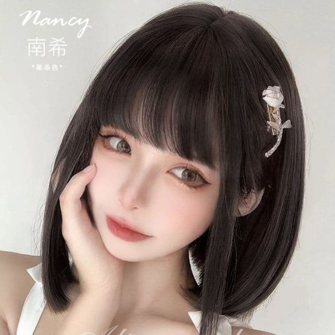 女装 ナチュラルぱっつん前髪ミディアムボブウィッグ