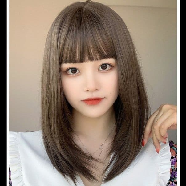 女装 清楚系姫前髪ミディアムストレートウィッグ