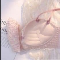 女装 繊細総レース透け感上下セットノンワイヤ―下着