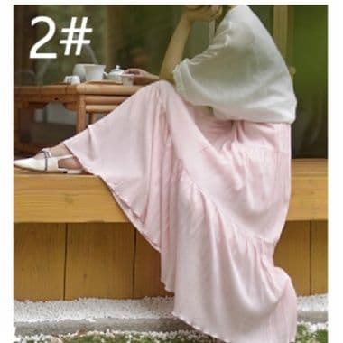 女装 春夏新作 透け感フレアスカート ゆったり長丈 ウエストゴム仕様