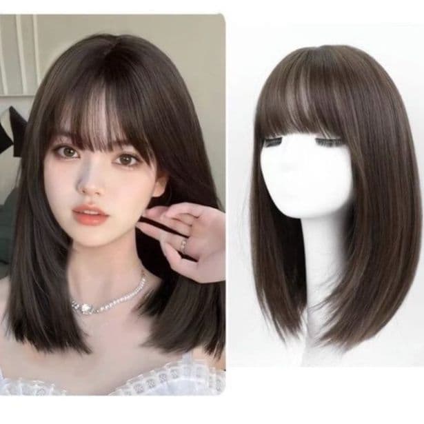 女装 ナチュラルストレート前髪ありミディアムウィッグ