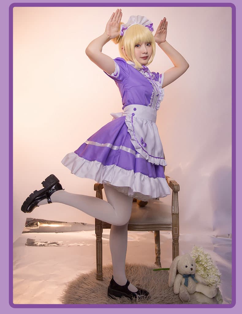 女装 華やかフリル付き姫系メイド服フルセット