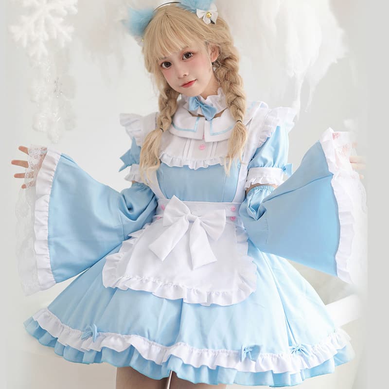 女装 夢見るお姫様風フリル付きメイド服セット