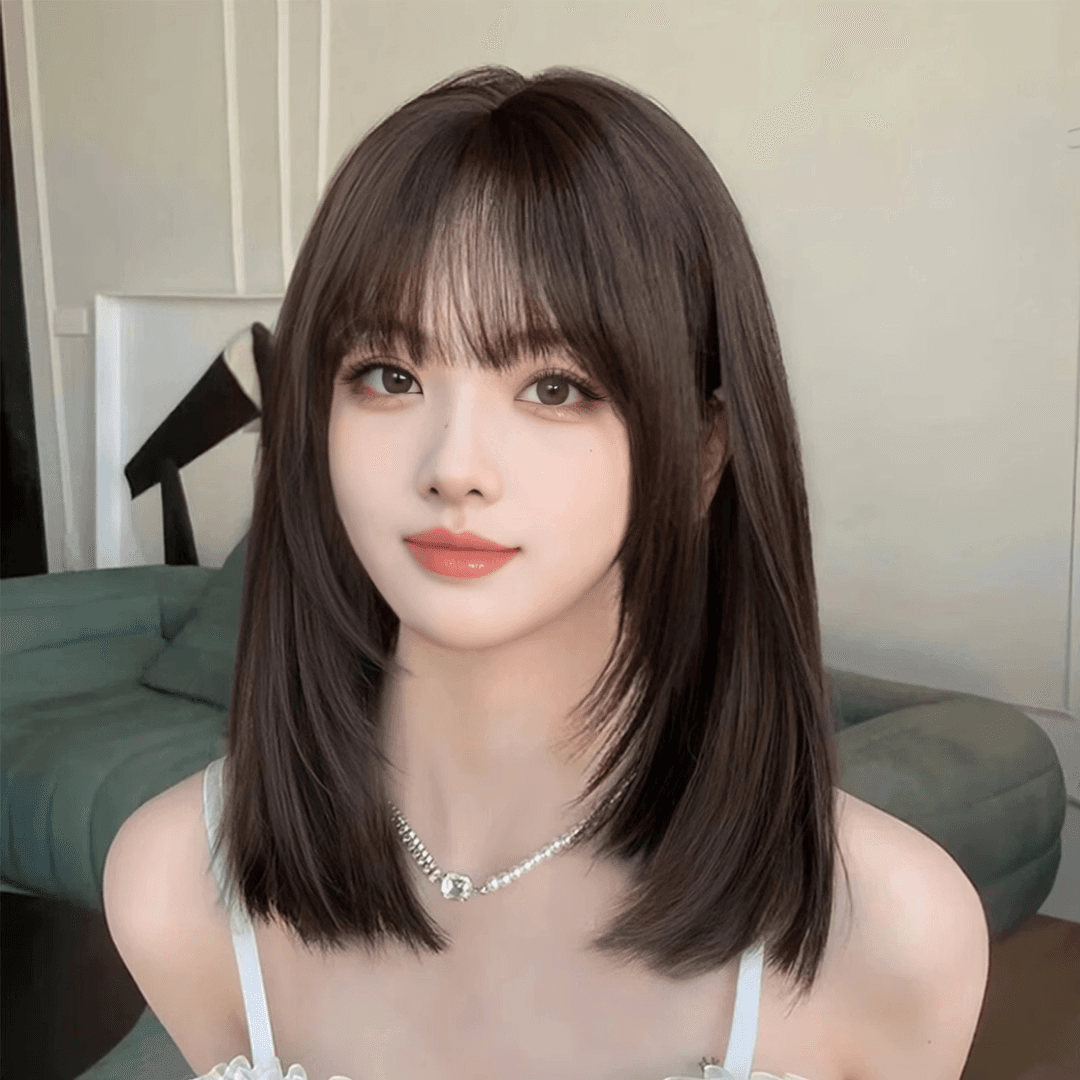 女装 ナチュラルストレート前髪ありミディアムウィッグ