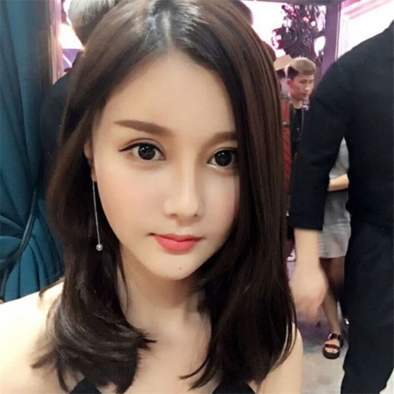 女装 ナチュラル斜め前髪セミロングウィッグ