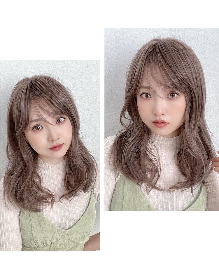 女装 ふんわりナチュラル斜め前髪ミディアムウェーブ