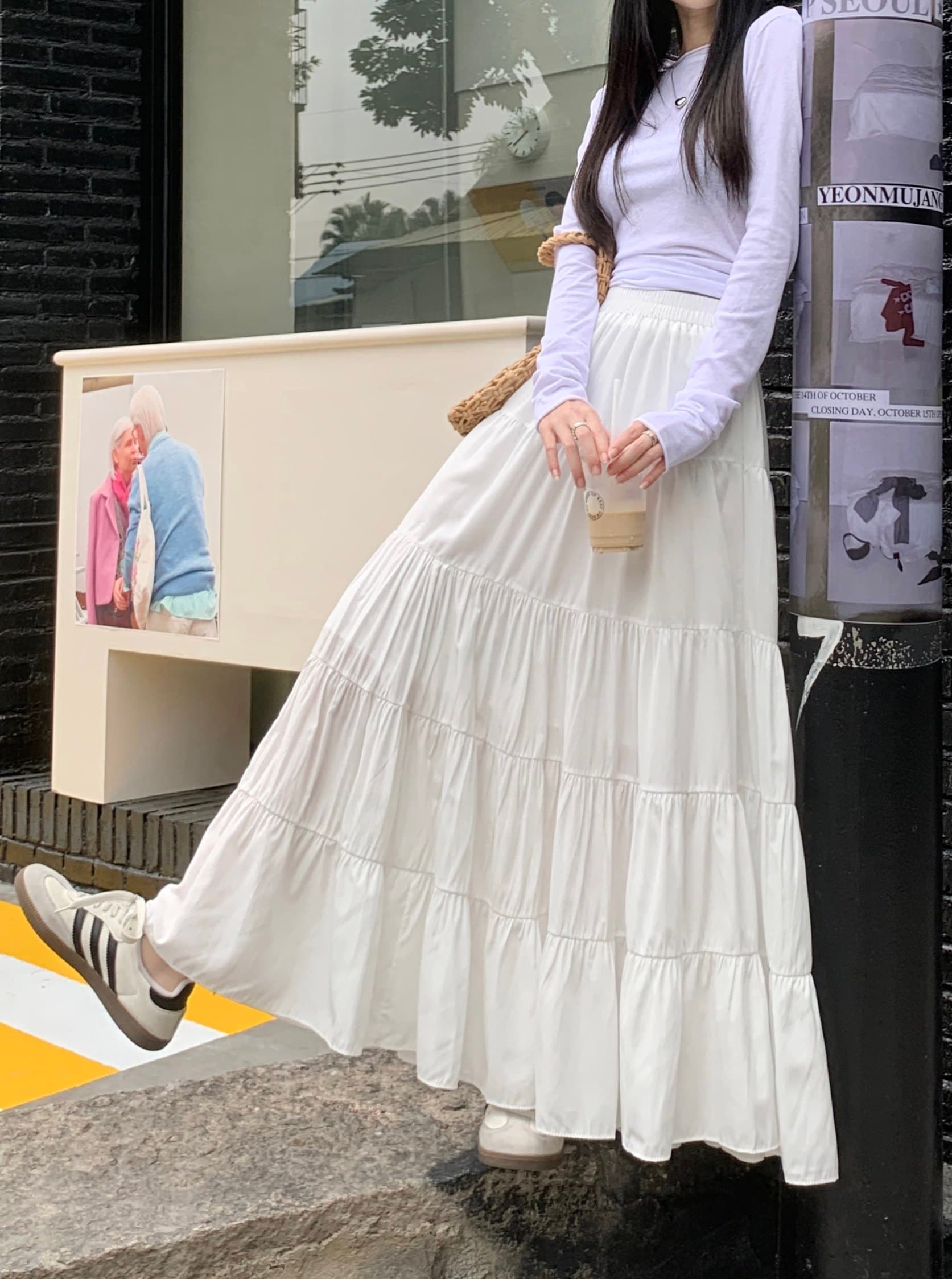 女装 ティアードフリル ロング丈 ボリューム マキシスカート