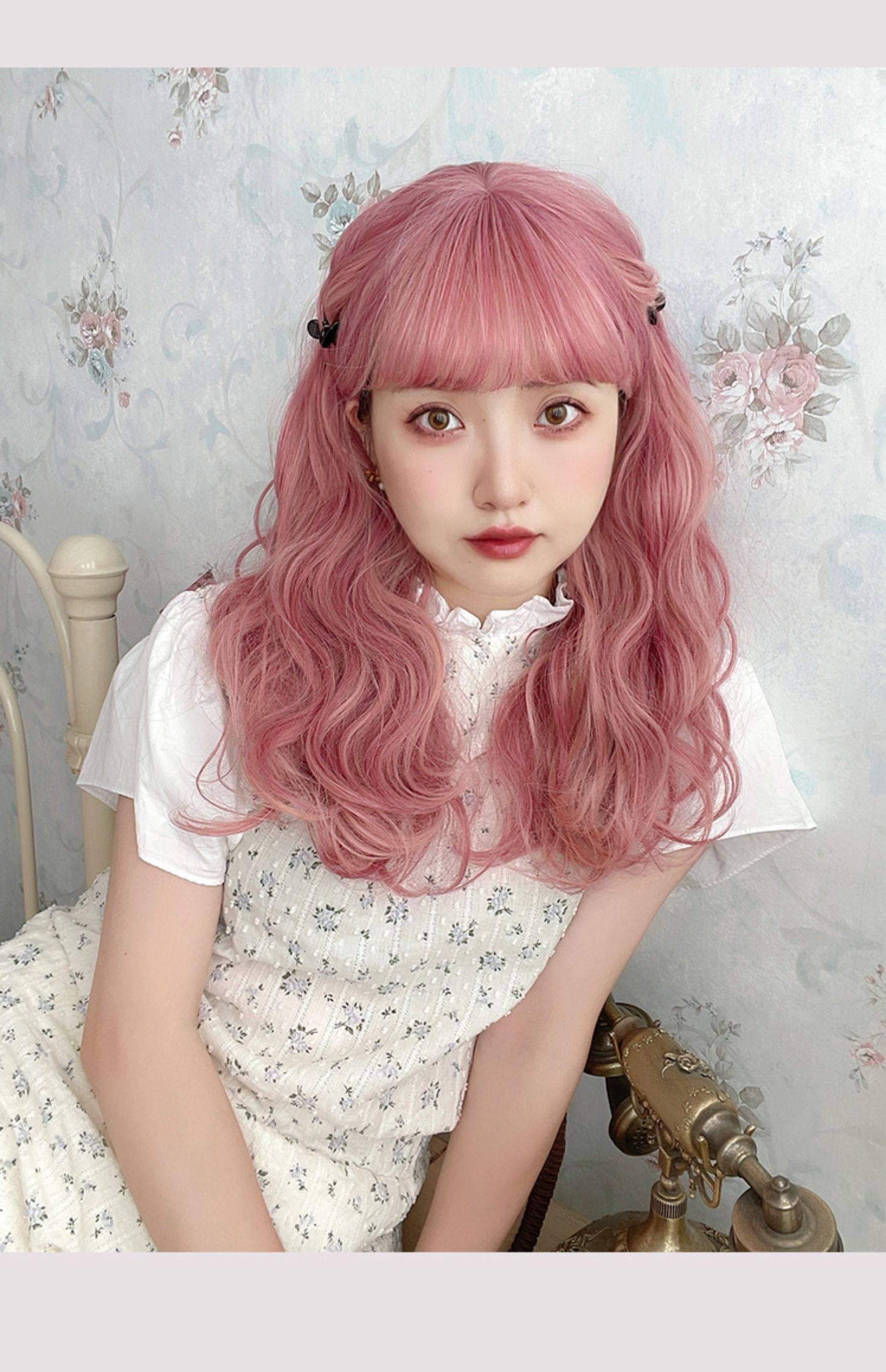 女装 ふんわり姫系ロングウェーブ前髪付きウィッグ