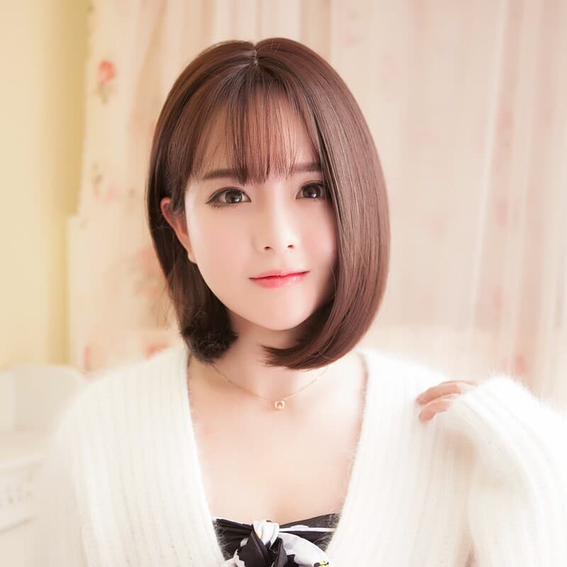 女装 内巻きショートボブ前髪ありナチュラルウィッグ