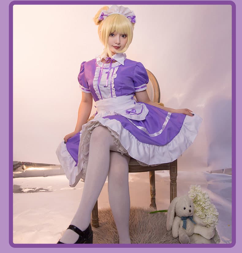 女装 華やかフリル付き姫系メイド服フルセット