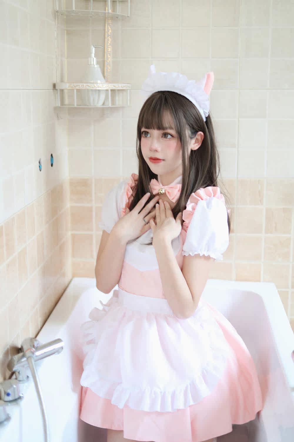 フリルエプロン付き女装メイド服セット