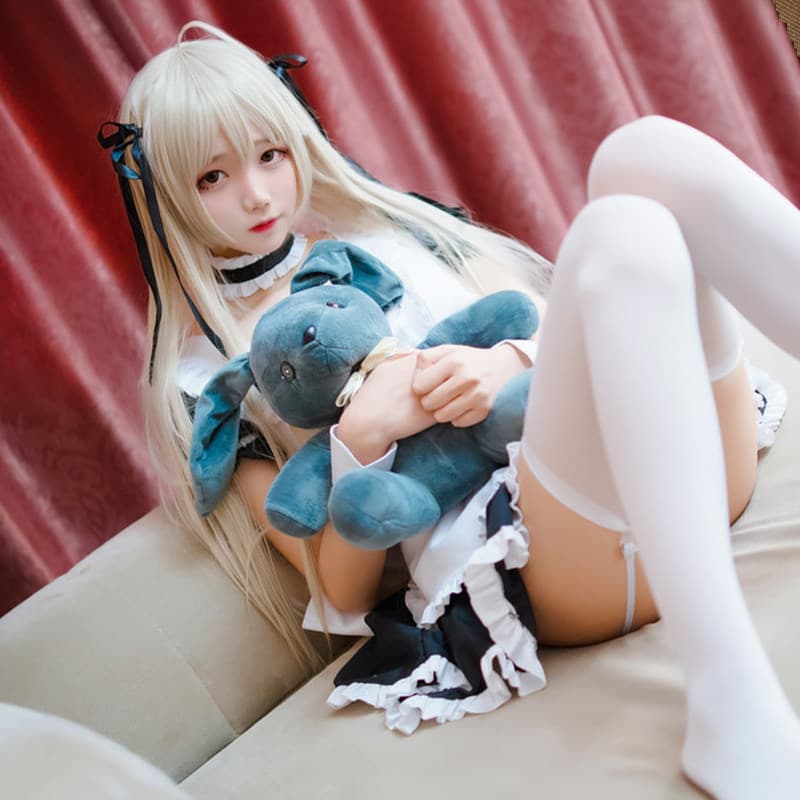 女装 フリル付き袖なし型メイド服セット