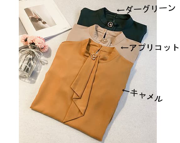 女装 上品袖ふんわりシフォンブラウス スーツ用長袖トップス