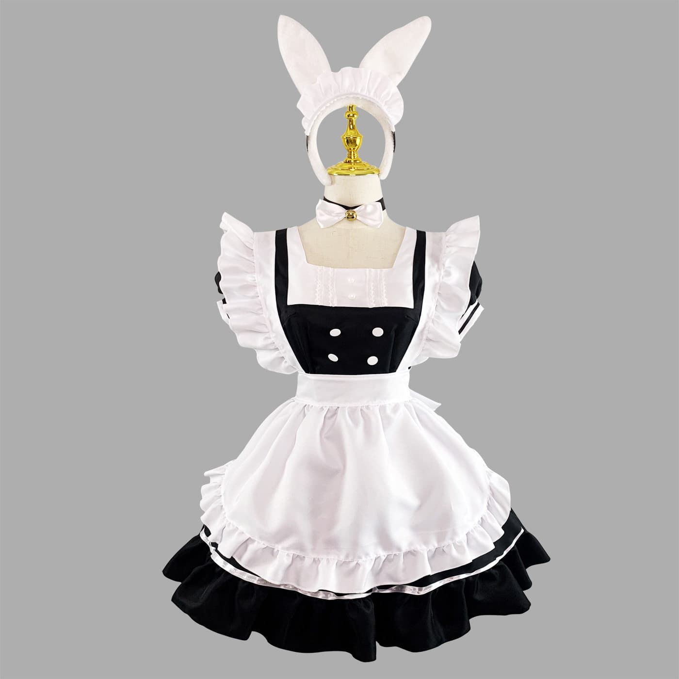 女装 うさ耳カチューシャ付き本格派メイド服セット