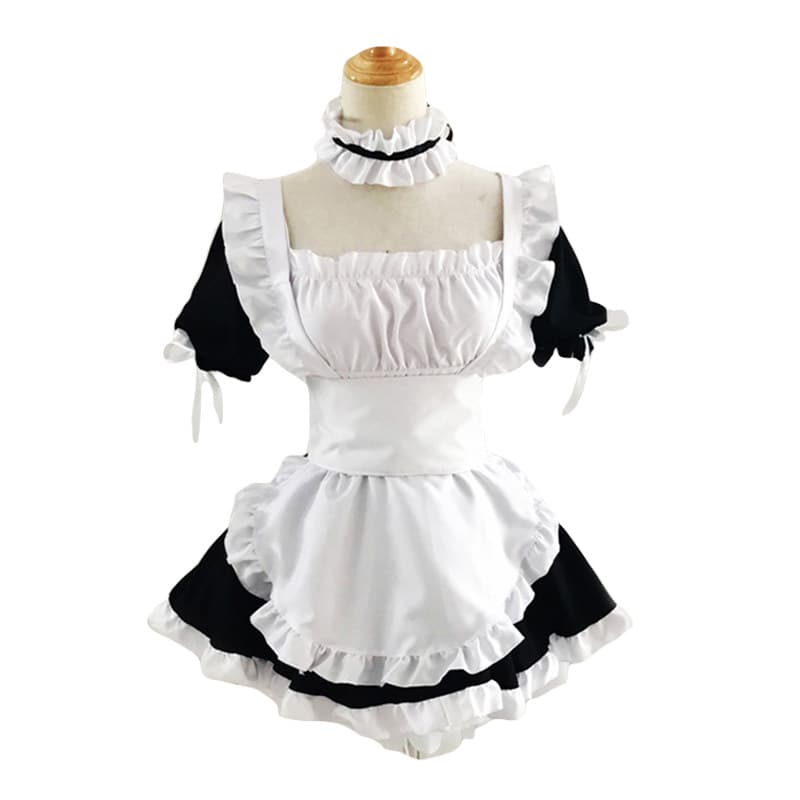 女装 フリル付き袖なし型メイド服セット