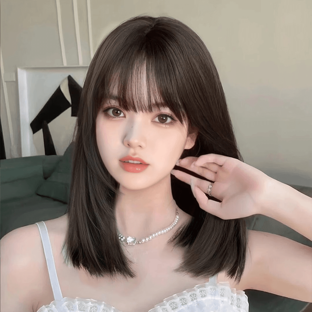 女装 ナチュラルストレート前髪ありミディアムウィッグ