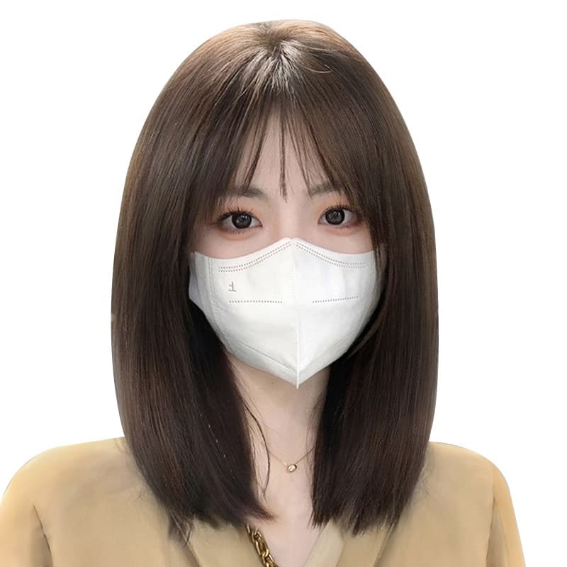 女装 自然内巻きミディアムストレート前髪ありウィッグ