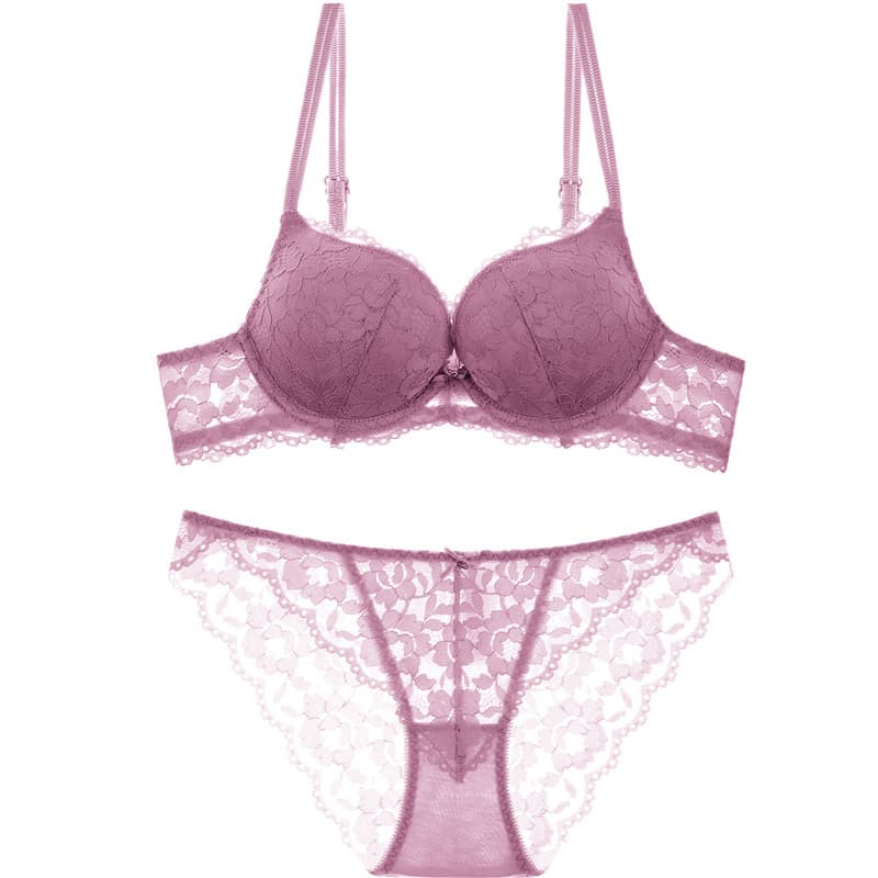 女装 花柄総レース盛れるブラジャーショーツセット