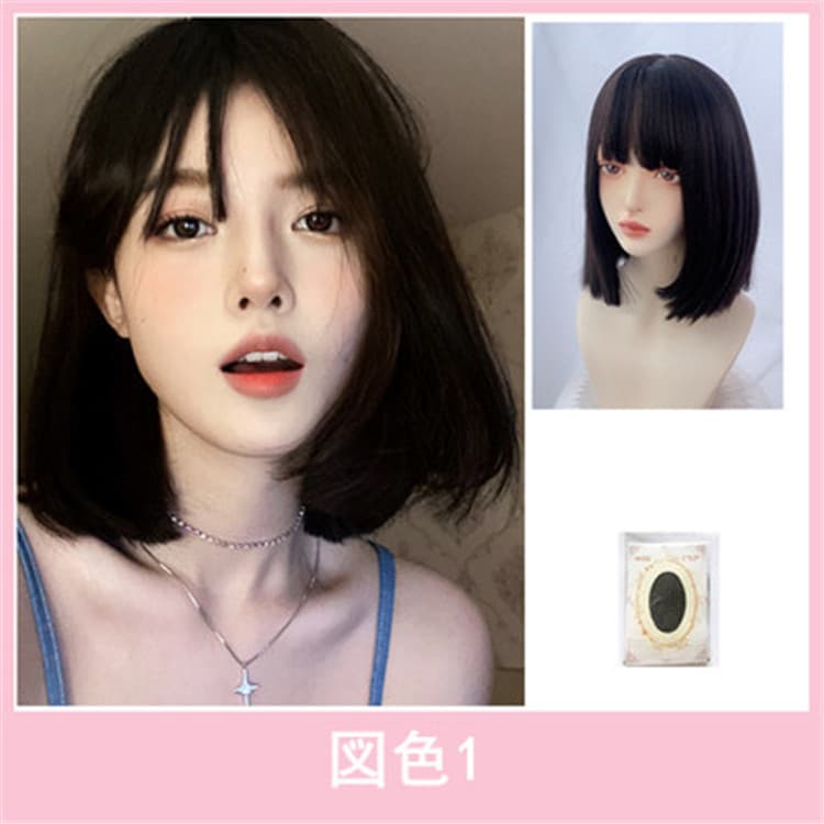 女装 女性用ウィッグ ボブカット 黒髪 自然仕上げ フルカバータイプ