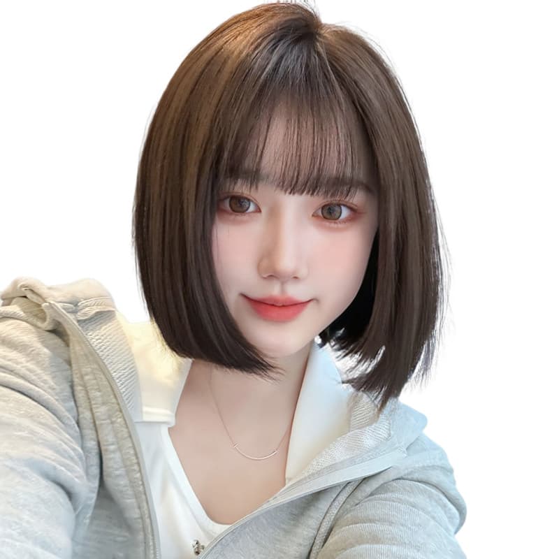 女装 自然な前髪ぱっつんショートボブウィッグ