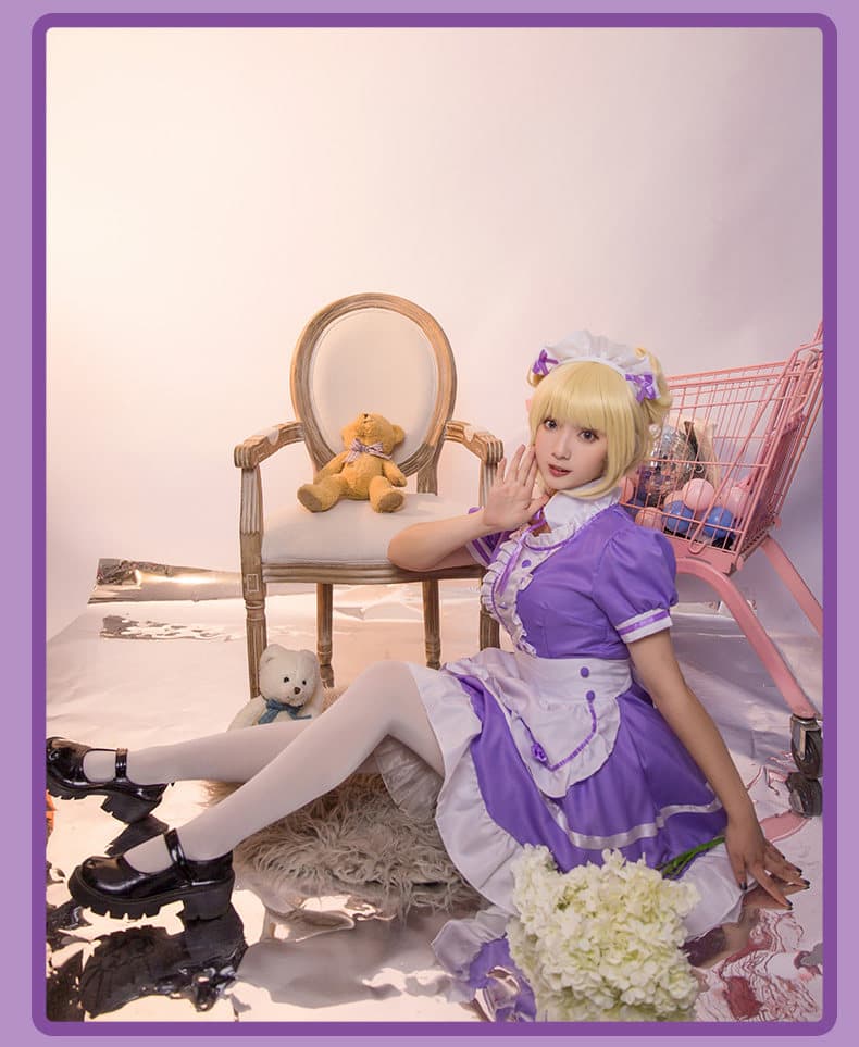 女装 華やかフリル付き姫系メイド服フルセット