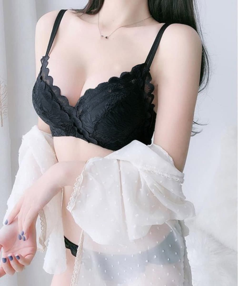女装 花柄総レース盛り胸ブラ ショーツ下着二点組