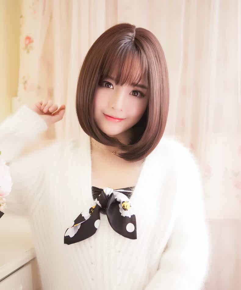 女装 内巻きショートボブ前髪ありナチュラルウィッグ