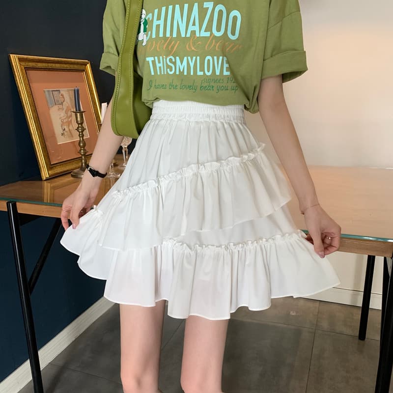 女装 三段ティアードフリルショートスカート