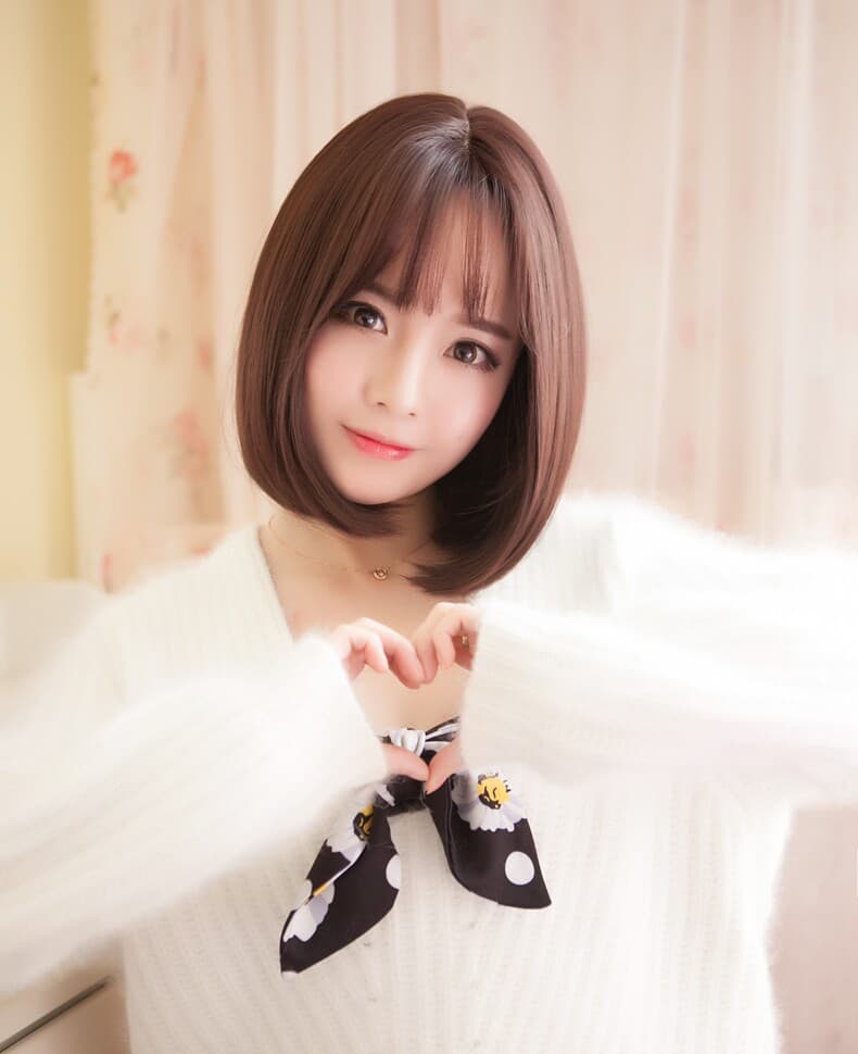 女装 内巻きショートボブ前髪ありナチュラルウィッグ