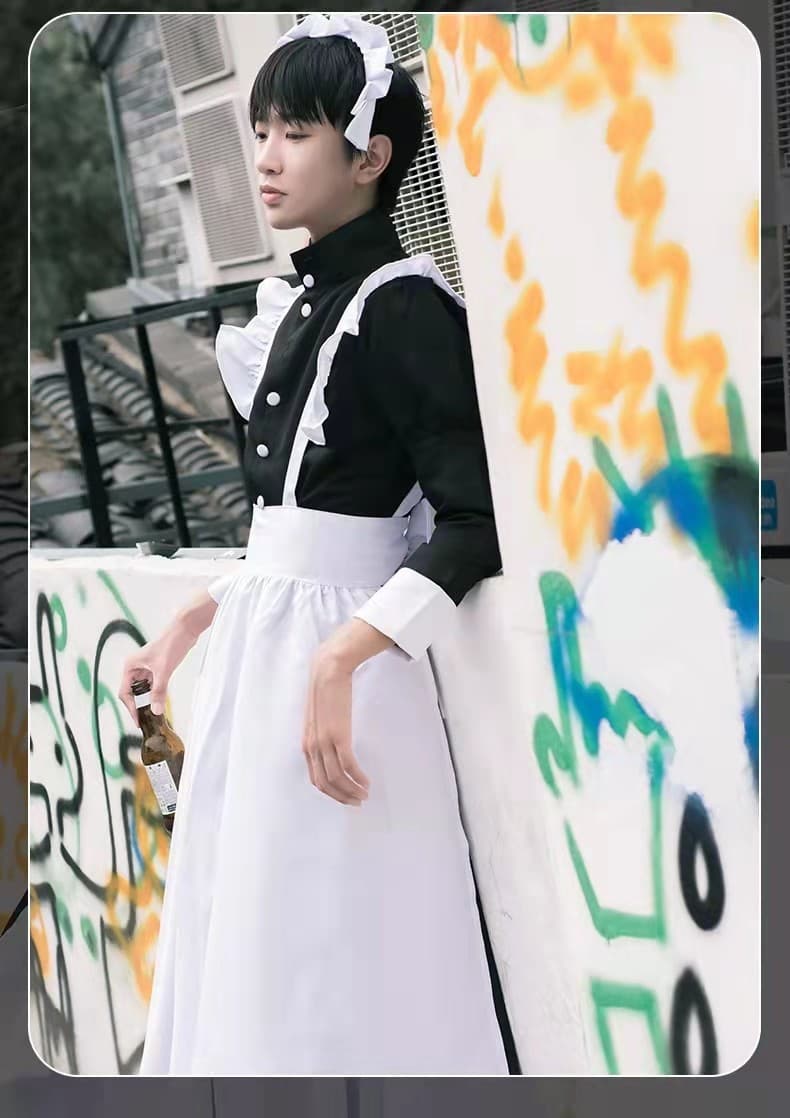 女装 クラシックフリル付き執事風メイド服セット