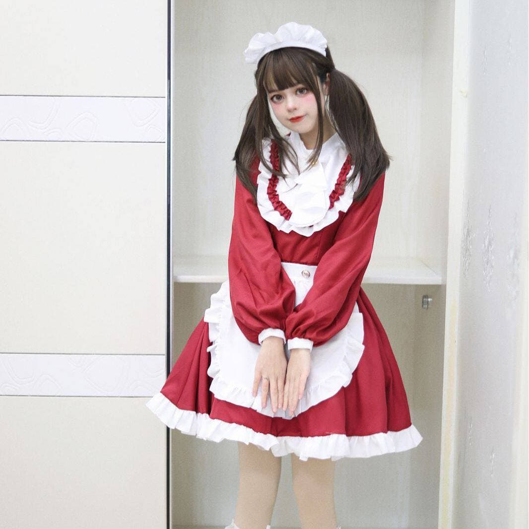 女装 クラシック長袖フリルメイド服セット
