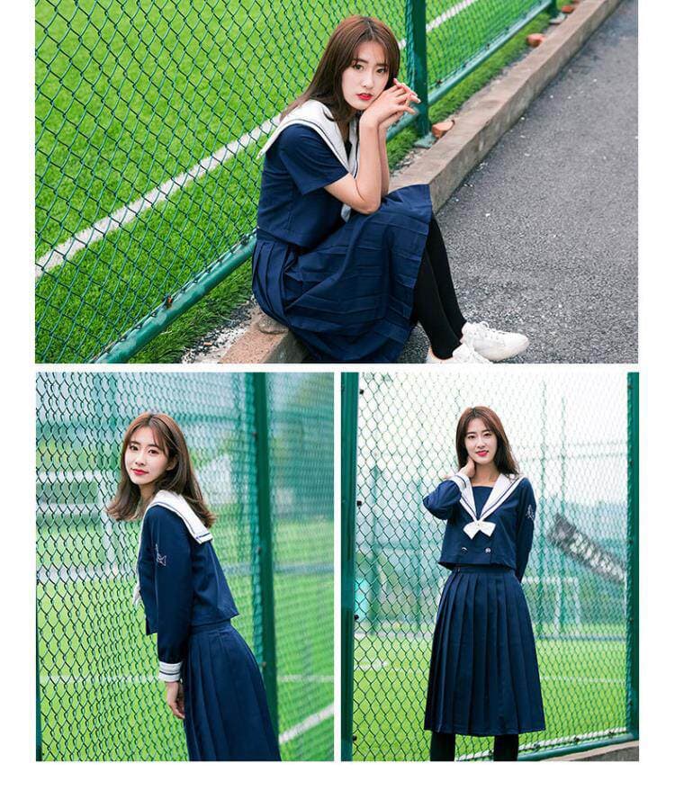 女装 清楚系半袖セーラー服上下セット