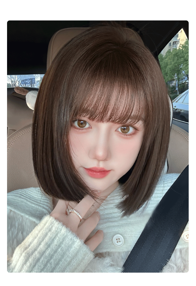 女装 自然な前髪ぱっつんショートボブウィッグ