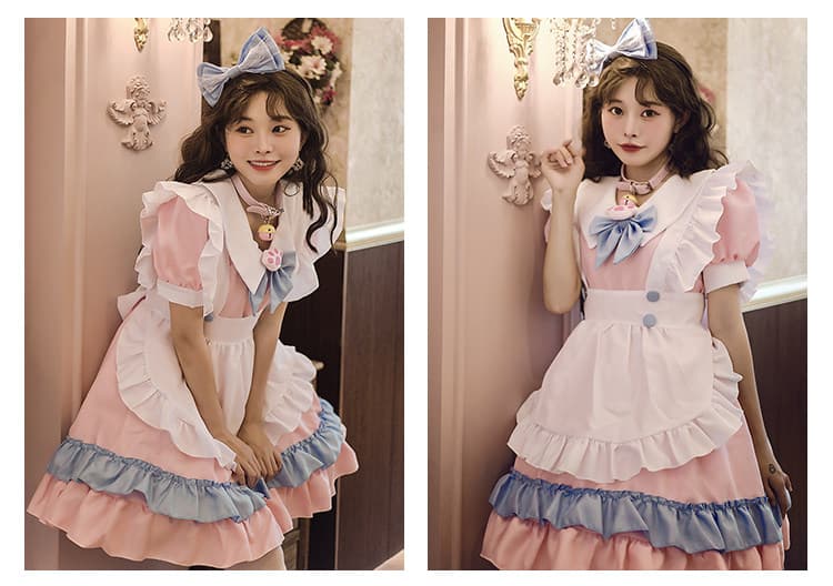 女装 夢見るお嬢様風フリルたっぷりメイド服