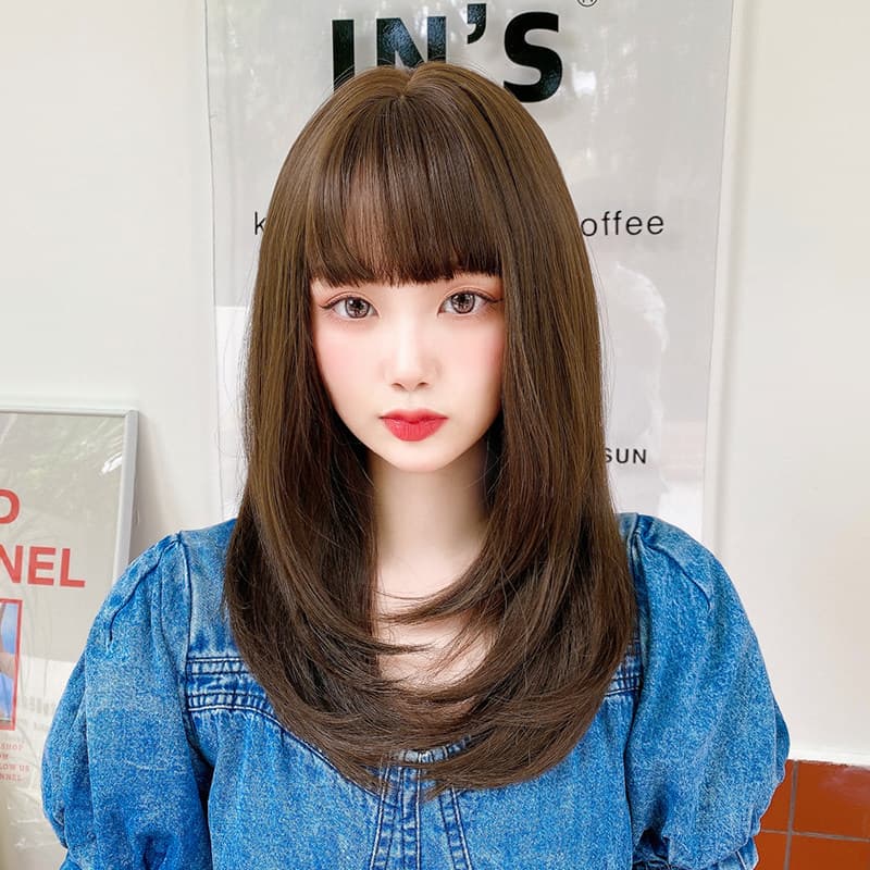 女装 ぱっつん前髪清楚系ストレートセミロングウィッグ