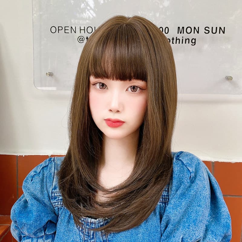 女装 ぱっつん前髪清楚系ストレートセミロングウィッグ