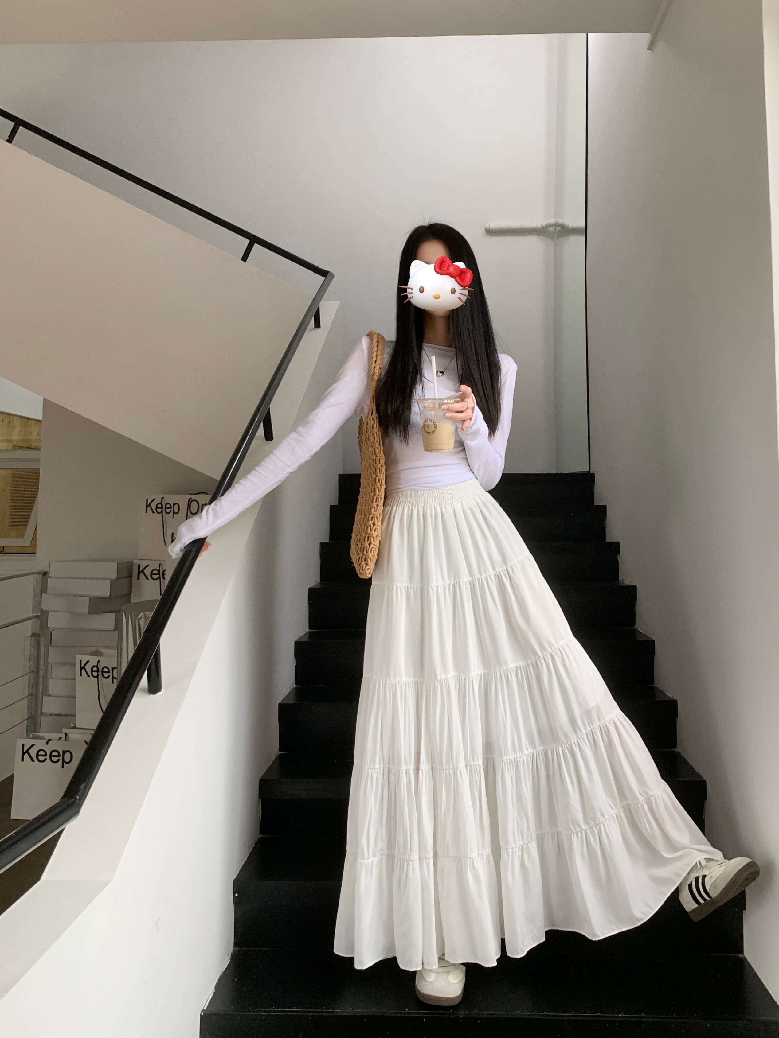女装 ティアードフリル ロング丈 ボリューム マキシスカート