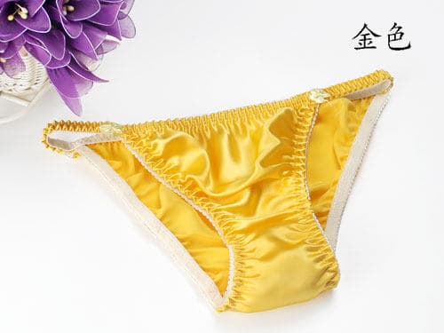 女装 光沢サテン生地のフリル付きパンツ