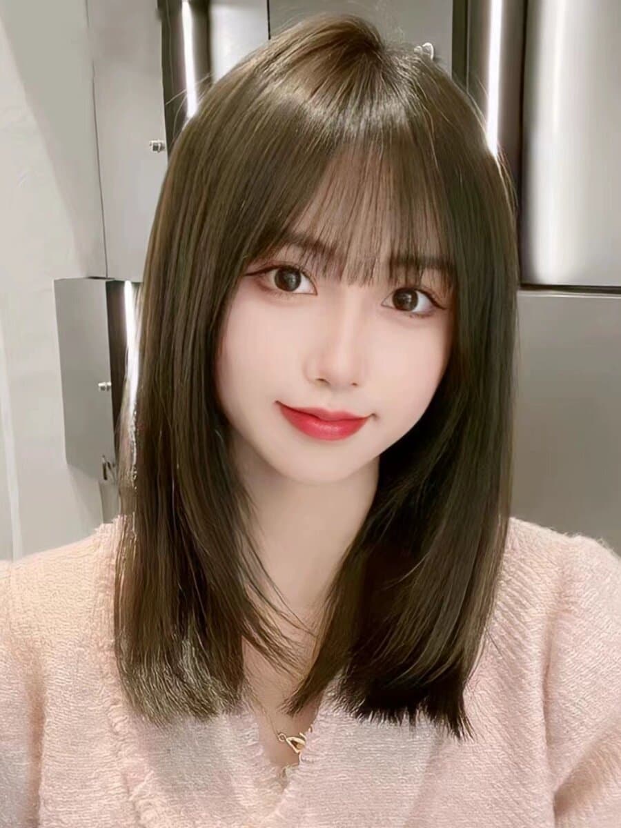女装 清楚系ミディアムストレート前髪ありウィッグ