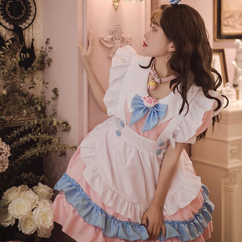 女装 夢見るお嬢様風フリルたっぷりメイド服