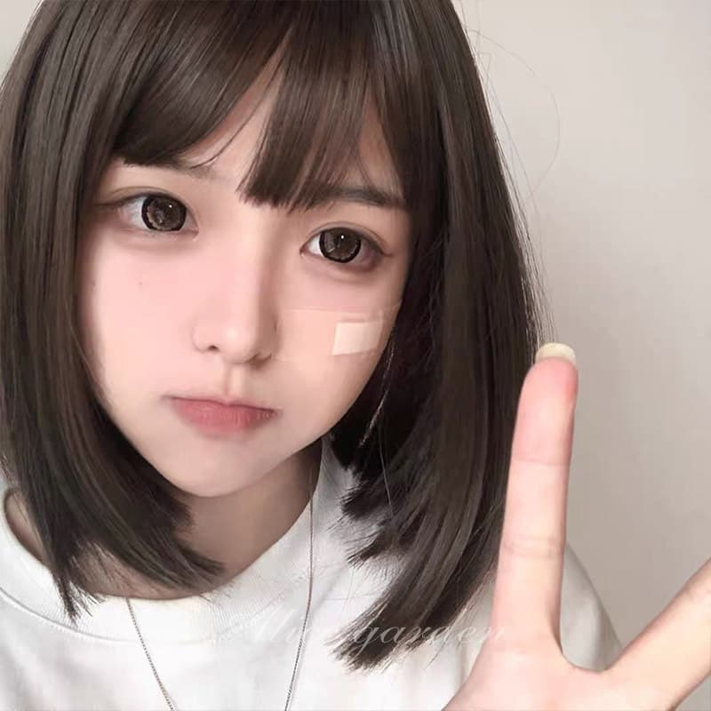 女装 ナチュラルぱっつん前髪ミディアムボブウィッグ