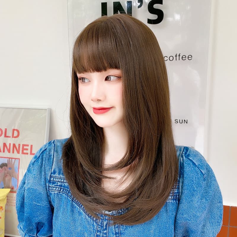 女装 ぱっつん前髪清楚系ストレートセミロングウィッグ