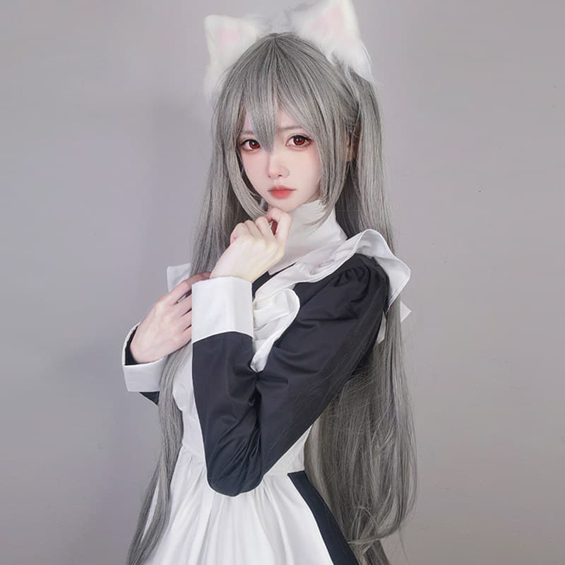 女装 クラシック長袖フリル付きメイド服フルセット
