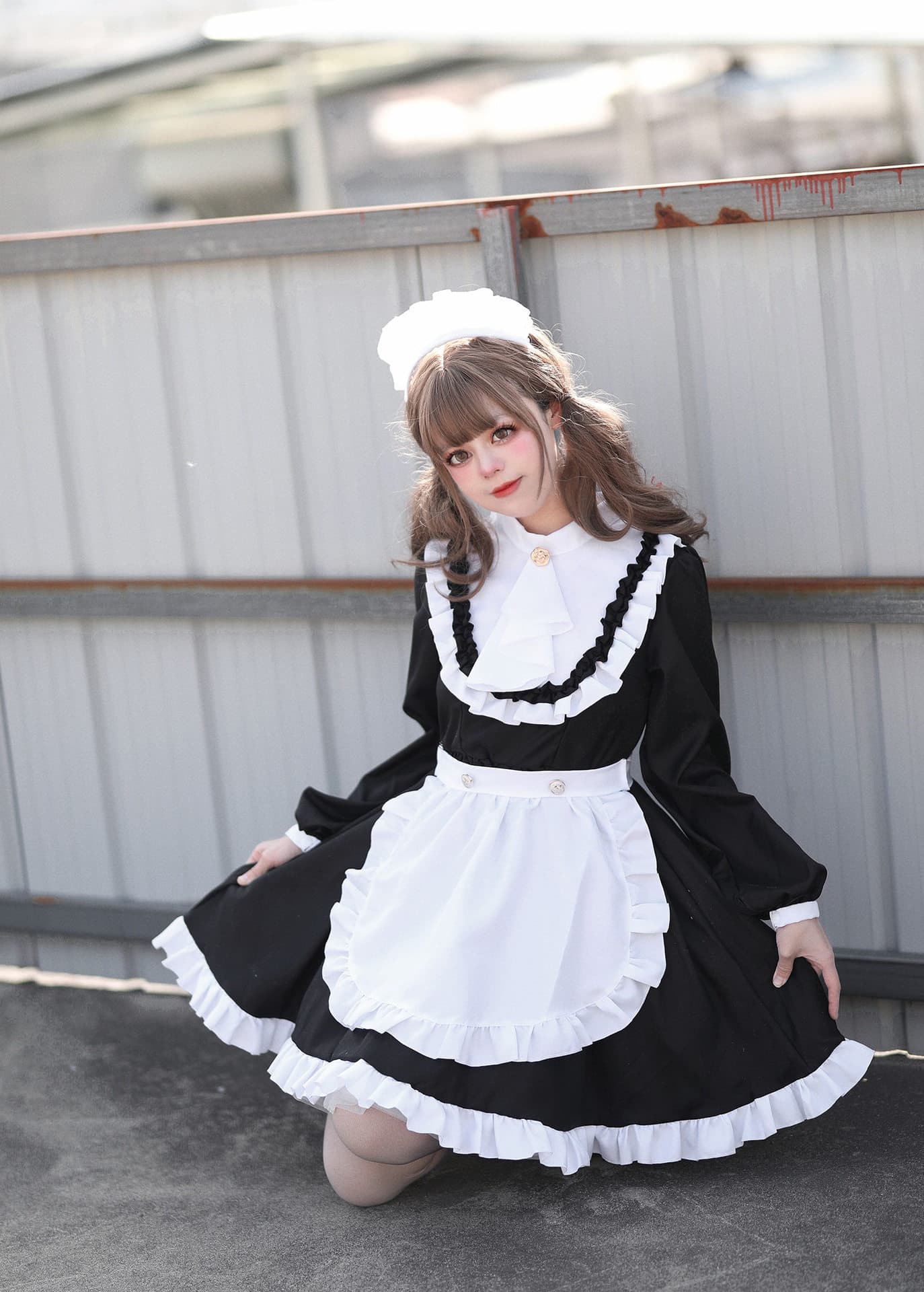 女装 クラシック長袖フリルメイド服セット