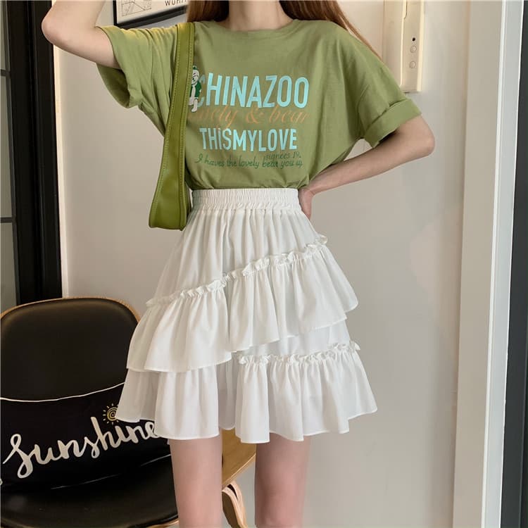 女装 三段ティアードフリルショートスカート